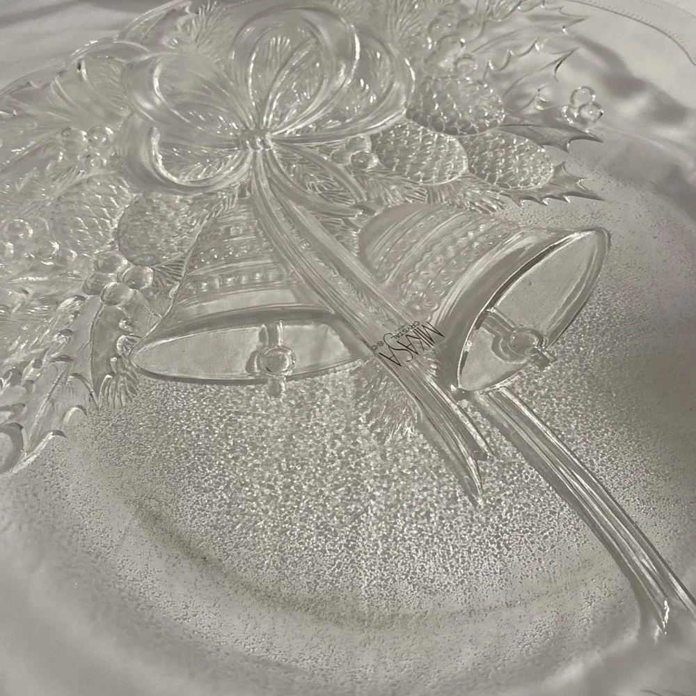 Vintage Mikasa Crystal‎ Holiday Bells Hostess Platter RC197/516 14 3/4